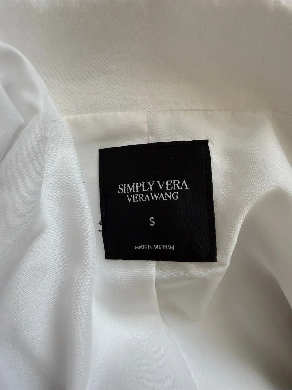 Simply Vera Wang White Cinched Waist Funnel Neck Jacket S